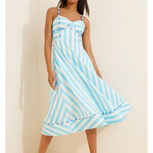 Rachel Antonoff Harper Midi Dress Womens S Stripes Summer Chic Cottage Feminine